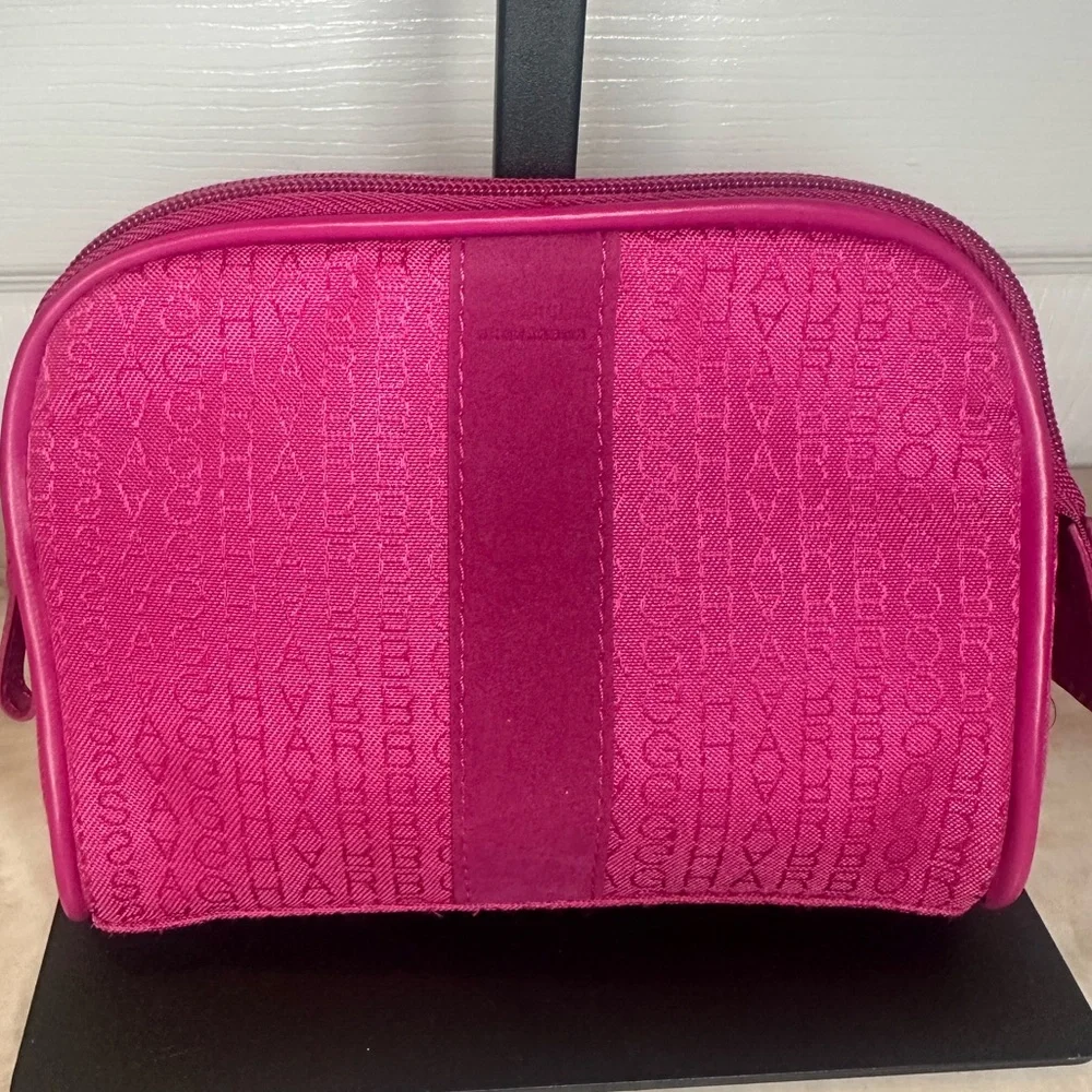 Sag Harbor Pink Cosmetic Bag with Textured Design monogram